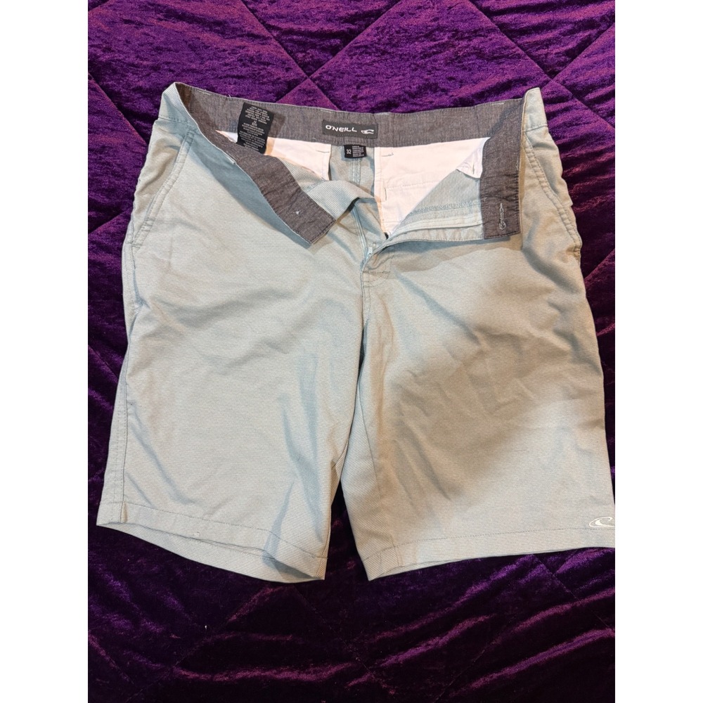O'Neill Mens 32 Chino Walk Shorts Blue Gray Herringbone Surf Casual